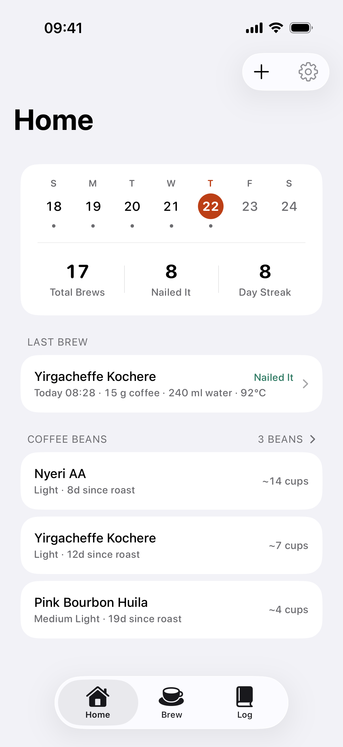 BrewTinker Home Screen